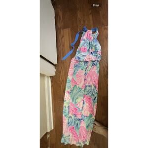 Lilly Pulitzer Martina Maxi Dress Size XL Beach Please Tie Halter Neck